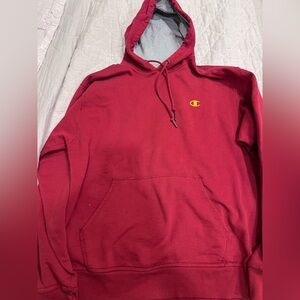 Champion Maroon Hoodie with Yellow Logo